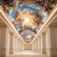 Papier peint religieux baroque pour plafond, fresque murale Ciel et Anges pour salon de villa, hall d'hôtel, salle à manger, salon de club, couloir