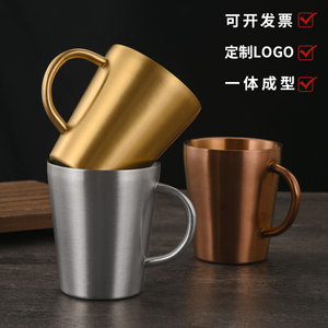 Stainless Steel Coffee <b>Mug</b> With Handle Double Layer Anti Scalding Tea <b>Mug</b> Juice Milk <b>Mug</b> Gift 304 Metal Straight Cup - Product Image 4