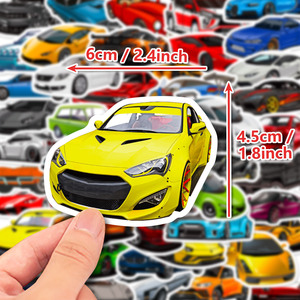 100 Pezzi Adesivi in PVC Colorati Mini Auto da Corsa <span class=keywords><strong>JDM</strong></span>, Stampa Fustellata con Motivi Cartoon, Finitura Lucida/Opaca per Decorazione - Product Image 3