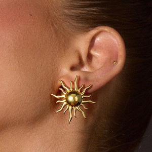 จี้รูปดวงอาทิตย์ สร้อยคอและต่างหูสแตนเลส ชุดของขวัญสำหรับทุกเพศ ทุกวัย เครื่องประดับแฟชั่น รูปทรงดวงอาทิตย์ สีทอง สีเงิน - Product Image 3