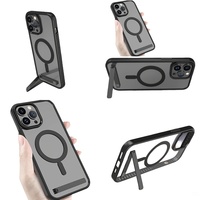 Casing Anti-Kuning Transparan Magnetik dengan Penyangga untuk iPhone 17 Air 16 Pro Max 15 14 13 12 Plus 11, Grosir Penutup Ponsel