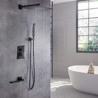 Système de douche et de bain populaire pour salle de bain, mitigeur noir en laiton, ensemble de robinetterie de douche encastrée