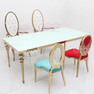 Venta al por Mayor 2026: Sillas y Mesas Rectangulares Modernas de Lujo de Vidrio y Acero Inoxidable para Bodas, Eventos y Fiestas VIP - Product Image 2