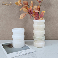 Vase à fleurs créatif en marbre de pierre naturelle poli, style nuage moderne, pour intérieur, bureau, salon - Durable et écologique
