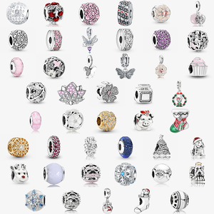 จี้เงินแท้ S925 รูปใบโคลเวอร์สี่แฉกประดับหัวใจเพชรซิร์คอน - ชาร์มลูกปัดประณีตสำหรับทำเครื่องประดับ DIY สร้อยข้อมือ ของขวัญ - Product Image 1