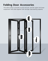 Kit de quincaillerie pour porte pliante coulissante en bi-aluminium noir robuste avec pivot intelligent et rouleaux Upvc insonorisés