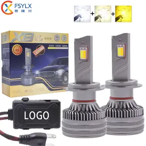 FSYLX X8 Tri Color 200W LED Headlight Bulb H11 Super Bright 3000K 4300K 6500K H7 9005 9006 Car LED lights Fog Headlights Bulbs