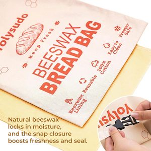2 <span class=keywords><strong>Bolsas</strong></span> Reutilizables de Cera de Abeja para Pan, <span class=keywords><strong>Bolsas</strong></span> Grandes de Lino para Pan de Levadura, Conservan la Frescura, Se Pueden Refrigerar - Product Image 3