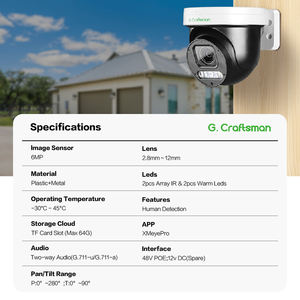GX-PS9BX4D-M6S(AG) Mini PTZ Dome CCTV <span class=keywords><strong>IP</strong></span>-Überwachungs kamera 6MP Sony Sensor Wasserdichte Nachtsicht im Freien XMeye POE NVR SD-Karte - Product Image 2