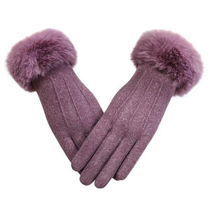 Factory Spot Wholesale Fashion Ladies Winter Warm <b>Gloves</b> Faux Rabbit Cuff <b>Gloves</b> Outdoor Warm <b>Women</b> <b>Gloves</b> Touch Screen - Product Image 5