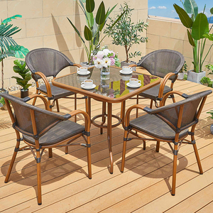 Juego de Muebles de Jardín Portátiles de Aluminio para Exteriores, Mesas y Sillas de Comedor para Restaurante, <span class=keywords><strong>Bistro</strong></span>, Modernas, Impermeables, de Malla, para Hotel, Villa, Patio - Product Image 5