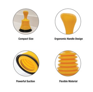 Mini Sturalavandini Giallo con Soffietto Grande <span class=keywords><strong>per</strong></span> Lavelli di Cucina e Bagno, Rimuovi-Intasamenti Resistente con Impugnatura Ergonomica - Product Image 3