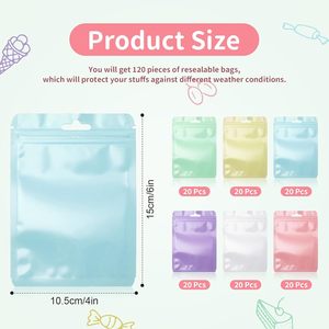 Sacs d'emballage en plastique refermables avec fermeture éclair, couleur macaron, film nacré, trou de suspension Euro, pour cadeaux et bijoux (vente en gros) - Product Image 5