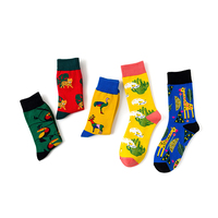 Chaussettes tubulaires sportives en coton pour hommes, motifs animaux multicolores (flamants roses, girafes) à personnaliser, fabriquées en Chine