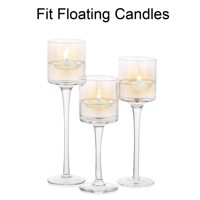 Grand porte-bougies flottant transparent à longue tige pour bougie de mariage