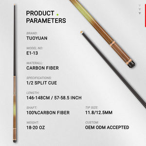 Vente directe usine – <span class=keywords><strong>Queue</strong></span> <span class=keywords><strong>de</strong></span> <span class=keywords><strong>billard</strong></span> <span class=keywords><strong>courte</strong></span> professionnelle en fibre <span class=keywords><strong>de</strong></span> carbone et acier inoxydable, 2 pièces, 146-148 cm / 57-58,5 pouces - Product Image 3
