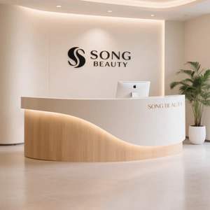 Leichter Luxus Empfangstresen mit Bogenfront aus Holz für Schönheitssalon, Zahnklinik, Kasse, Schulungseinrichtungen, Geschäft, Hotel - Product Image 2