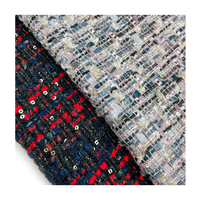 Tissu en Tweed à paillettes, 21% acrylique, 79% Polyester, pour robes et ensembles, nouvelle collection, vente en gros