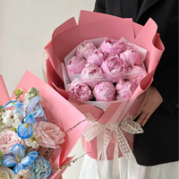 Kertas Pembungkus Buket Warna Solid Tahan Air Gaya Korea Kertas Ouya Perlengkapan Florist Kertas Pembungkus Bunga Grosir