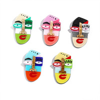 Broche en acétate d'acrylique de style européen et américain, motif visage abstrait de Van Gogh et dessin animé, inspirée de Picasso, pour la mode, les mariages et les cadeaux