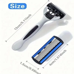 Six Blade Men's Manual <b>Razor</b> Stainless Steel Replacement <b>Heads</b> For Face Shaving - Product Image 4