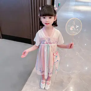 Toptan özelleştirme çin tarzı kostüm ulusal Tang takım elbise Hanfu elbise çocuk giyim yaz çocuklar kız çocuk elbiseleri