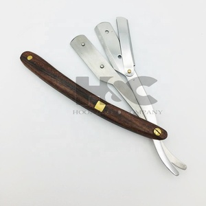 Professional Dark Wooden handle Barber <b>Razors</b> Stainless steel Barber <b>Razors</b> <b>straight</b> Top Replaceable Blade Barber <b>Razor</b> - Product Image 4