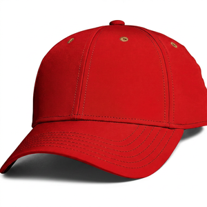 Gorra de Béisbol Roja de 6 Paneles, Color Sólido, Ajustable, Unisex, Tela de Sarga, Estilo Casual, Gorra para Adultos - Product Image 4