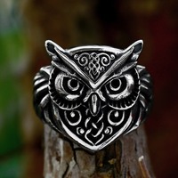 Bague hibou pour hommes en acier inoxydable rétro Animal titane acier bijoux Style nordique prêt à expédier