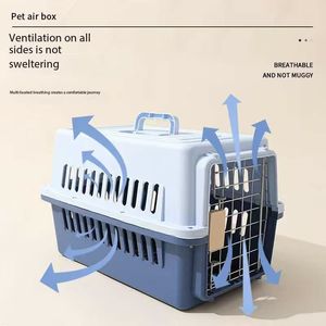 小型动物运输笼 塑料按钮式 航空公司认可的透气宠物运输箱 适合狗、猫、鸟类户外使用 - Product Image 4