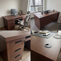 Poste de travail direct usine avec tiroirs, bureau de direction en bois, double meuble de rangement, table de bureau pour patron