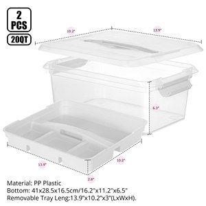 Modern temizle plastik saklama kabı çıkarılabilir tepsi PP zanaat organizatörler-boncuk organizasyon aracı cila tekniği dikdörtgen - Product Image 3