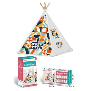 Tente pyramide à motifs géométriques Modèle 1,5 m de hauteur Tente tipi 3D DIY en <span class=keywords><strong>bois</strong></span> Tente de glamping Jouets pour enfants - Product Image 3