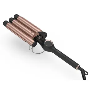 Heimgebrauch Drei Barrel Keramik Ionic Big Wave Locken wickler Automatischer Lockens tab mit Triple Barrel Hair Waver Locken wickler