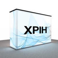 Comptoir de stand d'exposition personnalisé avec rétroéclairage LED gratuit, nouveau design, 4 pieds, portable, en tube d'aluminium, tables modulaires de promotion