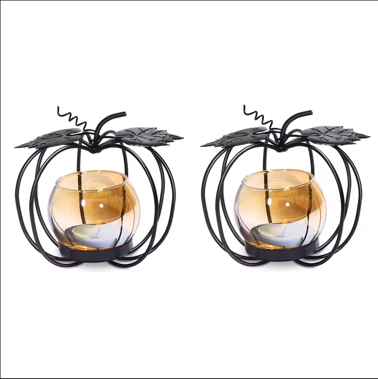 Bougeoir à thé mat fait à la main bougeoir votif en verre de citrouille décor romantique d'intérieur bougeoir de fête de barre