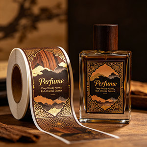 Autocollants personnalisés pour étiquettes de parfum avec logo, rouleaux d'autocollants en vinyle imperméable imprimés avec estampage à chaud en feuille d'or - Product Image 2