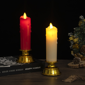 Bougies Pilier <span class=keywords><strong>LED</strong></span> Réalistes Effet Flamme Tombante Multicolores Scintillantes Écologiques à Piles Dorées pour Mariages et Diwali - Product Image 4