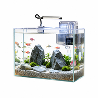 Aquarium en verre transparent avec filtration externe silencieuse, éclairage pour plantes et couvercle anti-saut, fourniture sur mesure en usine