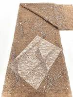 Tissu de dentelle perlée de luxe brodé de sequins, extensible, tissé, respirant, résistant à l'eau, style uni, tissu de mariée à sequins