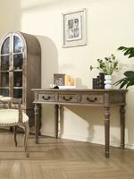 Bureau d'ordinateur en bois massif de chêne français de style rétro américain, mobilier d'étude personnalisable avec des caractéristiques durables