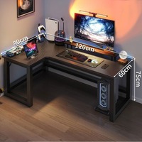 Bureau de jeu en forme de L |   Minimalisme moderne en fibre de carbone noire |   Ordinateur d'angle robuste, résistant à la saleté, grande capacité, pour une personne