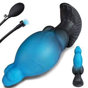 Grote magnetische opblaasbare butt plug hondenknoop anale plug siliconen draagbare opblaasbare fantasy monster dildo speeltje met T-basis - Product Image 1