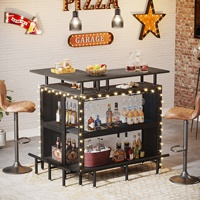 Tribesigns en forme de L Liquor Bar Table Home Bars avec supports à verres à pied et étagères à 2 niveaux pour la maison Cuisine Pub