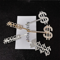 Vente Chaude Accessoires Cheveux Personnalisés Lettre Cristal Strass Barrettes à Cheveux Pince à Cheveux Métal Épingle Cheveux Mot Personnalisé pour Fille