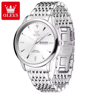   Reloj de cuarzo para hombre 2929, original, resistente al agua, para hombre de negocios, correa de acero, calendario dual, luminoso, moderno. - Product Image 1