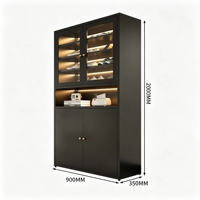 Doppelfunktions-Schuhschrank aus Stahl mit Klarsichtglas-Vitrine und Massivholztür, Versteckter Stauraum für Zuhause