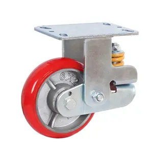 High Load 5 Inch 6 Inch 8 Inch Shock Absorbing Caster Heavy Duty Swivel Spring Loaded Polyurethane Caster Wheels