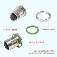 Conector de montaje en Panel M12 tipo DIN IP67 resistente al agua 5/8/12/4 pines bloqueo frontal/trasero macho hembra receptáculo soldadura/PCB Compatible