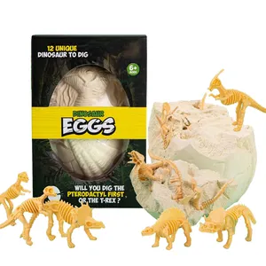 18cm 12kinds dinosaur skeleton fossil in big dino egg discover excavation dig it out kit toy